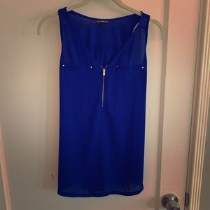 Express royal blue blouse tan